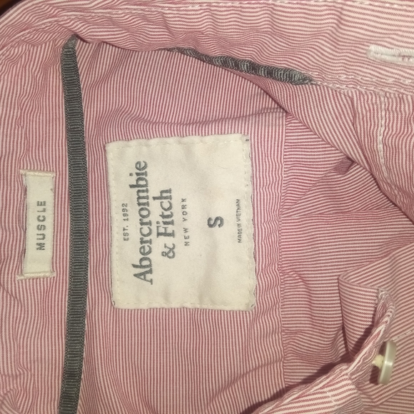 Abercrombie & Fitch Men's Small Light Pink Micro-Stripe Button Down Casual Shirt - Picture 3 of 3